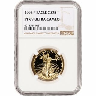 1992 - P American Gold Eagle Proof 1/2 Oz $25 - Ngc Pf69 Ucam
