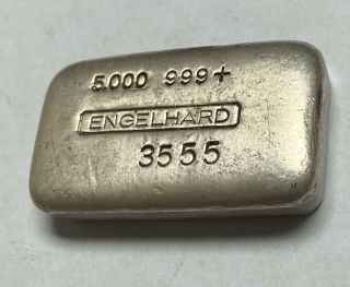 Vintage Engelhard 5 Oz.  999 Silver Bar Low Serial 3555 4th Series