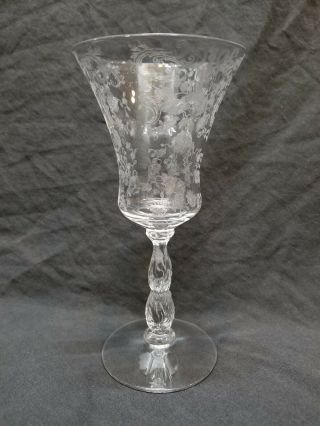 Cambridge Chantilly Etched Crystal 9oz.  Long Stem Water Goblet