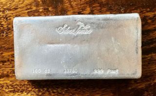 Hand Poured Silvertowne 100 Troy Oz 999 Fine Silver Loaf Style Bar