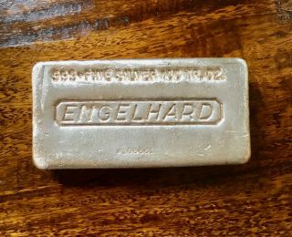 Engelhard 100 Troy Oz.  999 Fine Silver Bar - Hand Poured W108661