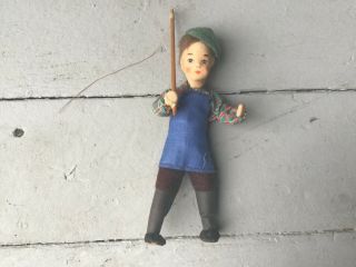 Vintage 1940s/50s Early Erna Meyer Stockinette Fishing Doll Germany