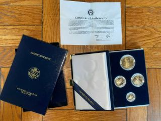 1991 American Eagle Gold Bullion 4 Coin Proof Set Og Box &