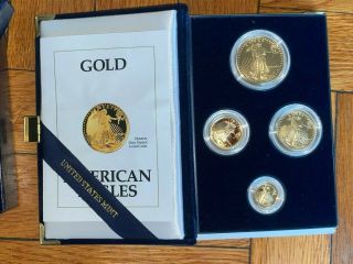 1991 American Eagle Gold Bullion 4 Coin Proof Set OG Box & 2
