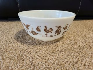 Vintage Pyrex Early American Brown And White Glass 2 1/2 Qt Mixing Bowl 403