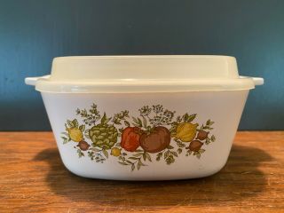 Vintage Corning Ware P - 43 - B Spice Of Life 2 3/4 Cup Baking Dish W/ Plastic Lid