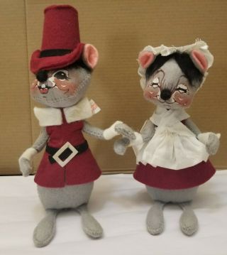 Vintage 1965 Annalee Mobility Dolls 6 " Pilgrim Mice A Soft Sculpture Art Form
