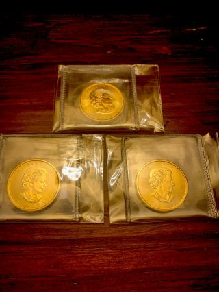 2020 Canada Gold Maple Leaf 1 Oz $50 - Bu - Three 3 Coins/ounces Total