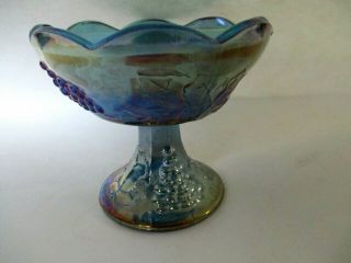 Indiana Blue Iridescent Carnival Glass Candle Holder