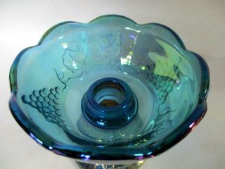 Indiana Blue Iridescent Carnival Glass candle holder 2