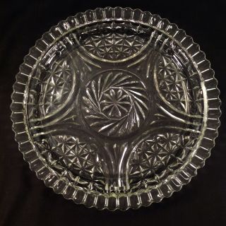 Vintage Decorative Clear Glass Cake Plate Serving Platter 12 " Stars And Bars