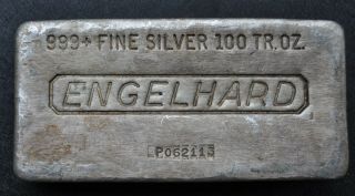 Engelhard 100 Troy Oz.  999,  Silver Bar P Series Scarce Waffled Back Hand Pour