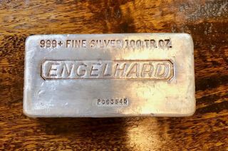 Rare P Series Engelhard 100 Troy Oz.  999 Fine Silver Bar - Hand Poured