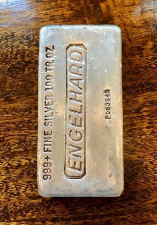 Rare P Series Engelhard 100 Troy Oz.  999 Fine Silver Bar - Hand Poured 2