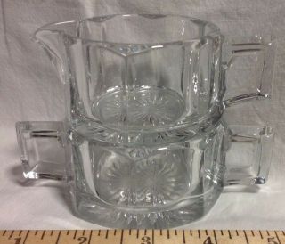 Antique Heisey Glass Stackable Clear Sugar & Creamer