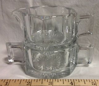 Antique Heisey Glass Stackable Clear Sugar & Creamer 2