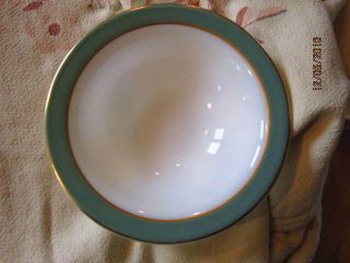 Vintage Pyrex Teal,  Kale Green W/gold Bands Bowl - Light Use Holiday Treat