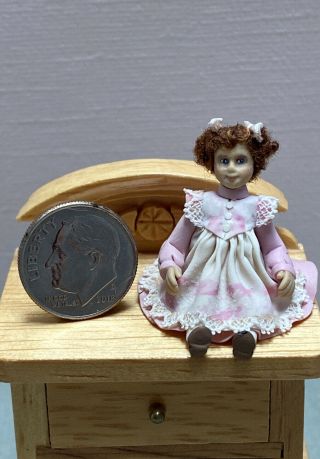 Gorgeous Dollhouse Miniature Signed Artisan Display Doll Little Girl 1:12
