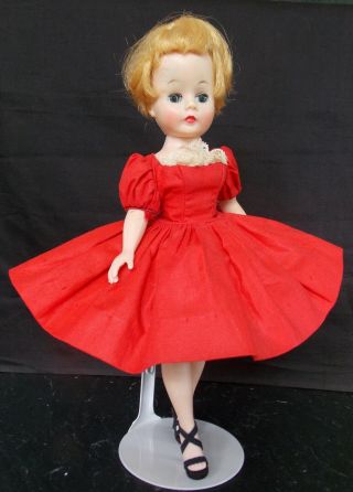 Madame Alexander Cissette Red Dress Square Neck With Val Lace 1967 913 No Doll