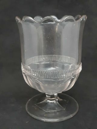 Eapg Antique Clear Pattern Glass Celery Vase Plain With Scalloped Rim