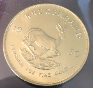 1980 South African 1 Oz.  Gold Krugerrand Bu Coin