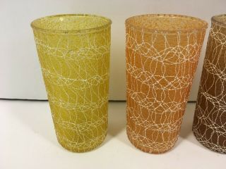 Vintage Set of 4 Color Craft Shat - R - Pruf Spaghetti String Rubber Coated Tumblers 2