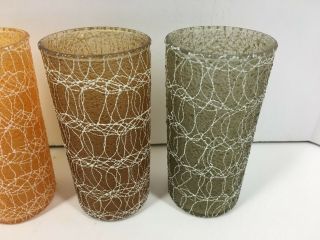 Vintage Set of 4 Color Craft Shat - R - Pruf Spaghetti String Rubber Coated Tumblers 3