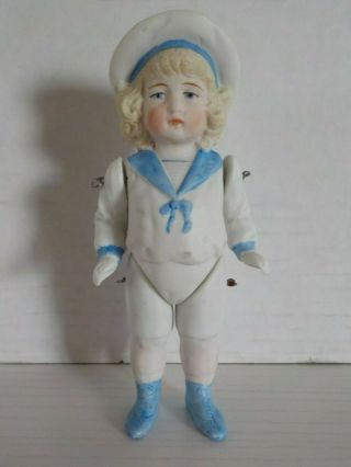 Antique German Bisque Doll With Jointed Arms And Legs 5 3/4 Inches Tall