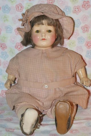 Vintage 20 " Unmarked Composition & Cloth Mama Doll