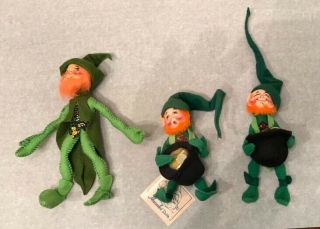 Annalee Made In Usa Vintage Set Of 3 Leprechaun Wow