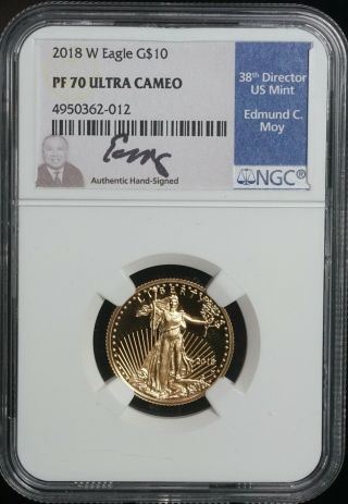 Ngc 2018 W American Gold Eagle G$10 1/4 Oz Proof Pf70 Ultra Cameo Coin
