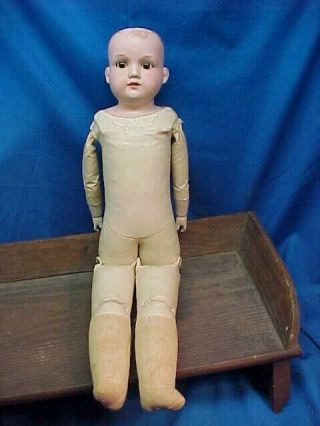 Orig 19thc Armand Marseille Germany Bisque Doll 20 " Kid Leather Body