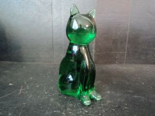 Vtg 4 1/2 " V Nason & Co Murano Blown Art Glass Cat Figurine Emerald Green Color