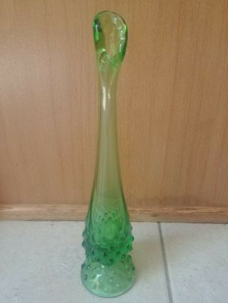 Fenton Green Glass Hobnail Bud Vase