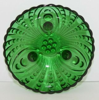 Vintage Anchor Hocking Small 4.  5 " Forest Green Hobnail Footed Glass Bowl.