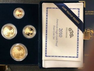 2010 W Proof American Gold Eagle 1.  85 Oz.  4 - Coin Set Box &