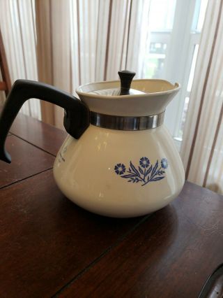 Vintage Corning Ware 6 Cup Tea Pot With Lid P104 Corn Flower Design