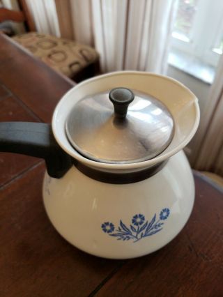Vintage Corning Ware 6 cup tea pot with lid P104 Corn flower design 2