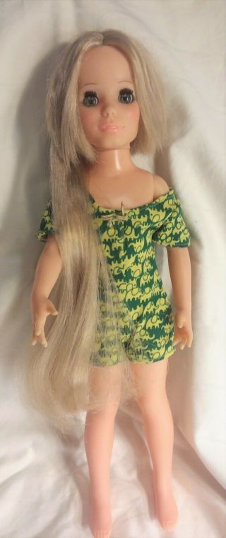 Vintage 1970s Ideal Crissy Friend Kerry Doll With Growing Hair & Elephant Outfit