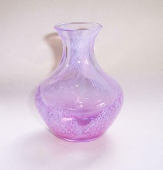 Vintage Caithness Art Glass Flower Vase Purple Pink Swirl