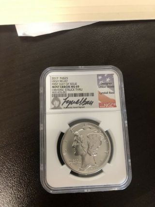 2017 Eagle Pd $25 High Relief Fdoi Error Ms 69 Ngc 1 Of 1 Bass Signed