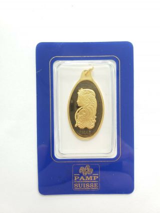 Rare Pamp Suisse 10 Grams 999.  9 Fine Gold Lady Fortuna Bar Pendant