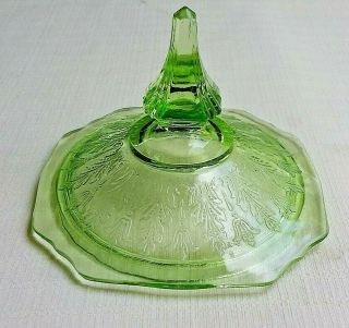 Hocking Glass,  Princess Candy Jar Lid,  Green