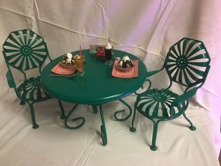 American Girl Kit Kittredge Jade Metal Table And Chairs,