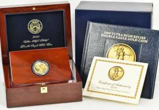 2009 Ultra High Relief Uhr Double Eagle $20 Gold Saint Gaudens Coin W/ Box &