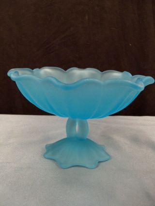 Westmoreland Blue Mist Satin Glass Lotus Compote