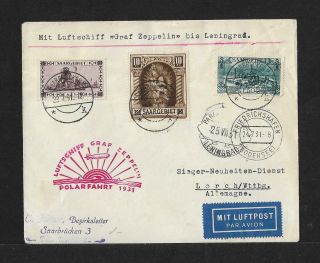 Zeppelin Saar To Germany Air Mail Cover Via Leningrad 1931