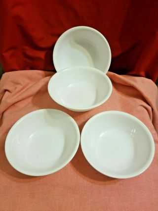 Vtg Corelle Livingware By Corning White Cereal/soup Bowls,  6 1/4 " Dia.  Set Of 4