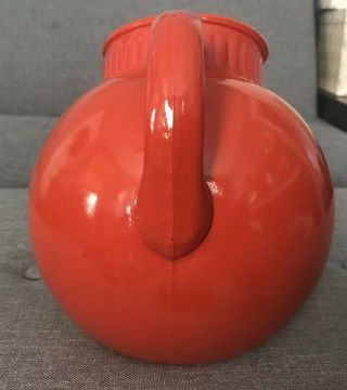 Vintage Anchor Hocking Red Orange Juice Glass Water Ball Pitcher,  Ice Lip 2