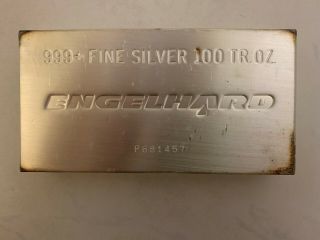 100 Oz Engelhard Silver Bar.  999 Fine - Serial P681457
